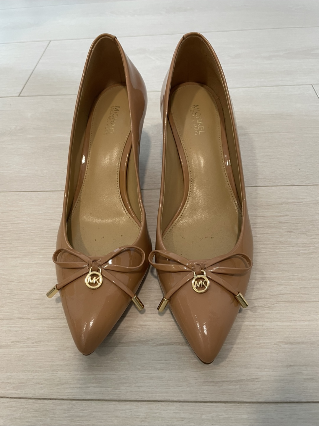 Michael Kors Nude Patent Leather Heels, Size 7