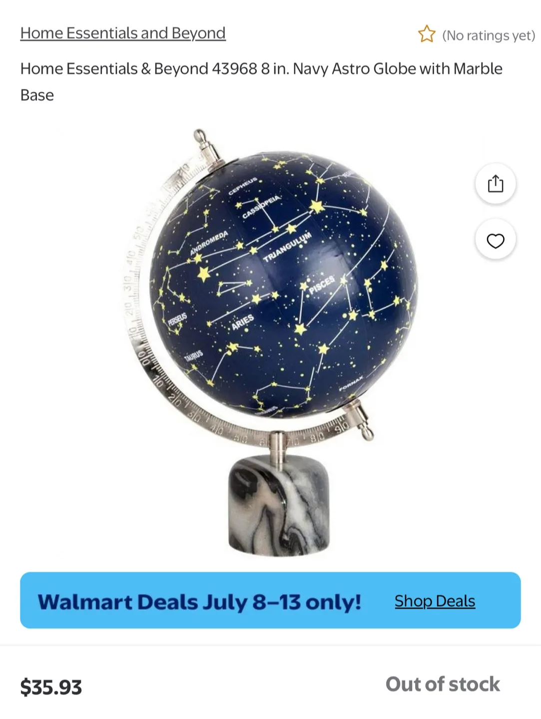 Home Essentials & Beyond - Astro Globe with Marble Base thumbnail