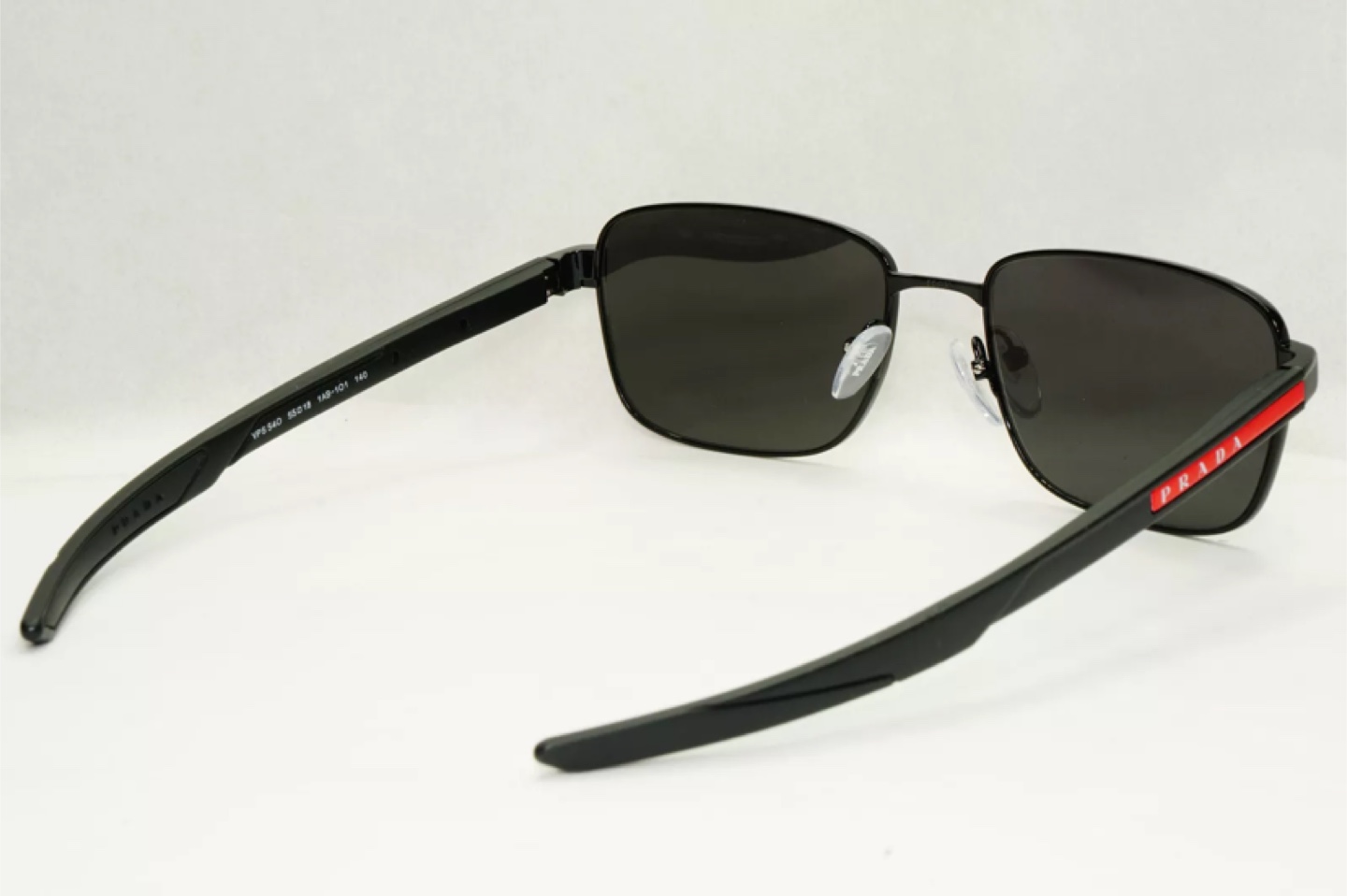 Prada Sunglasses Black Square Metal Red Stripe - photo 4