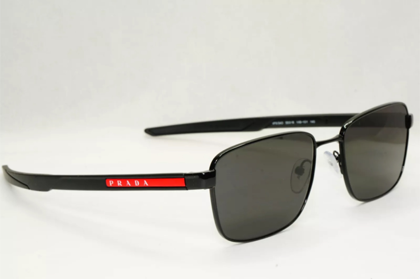 Prada Sunglasses Black Square Metal Red Stripe
