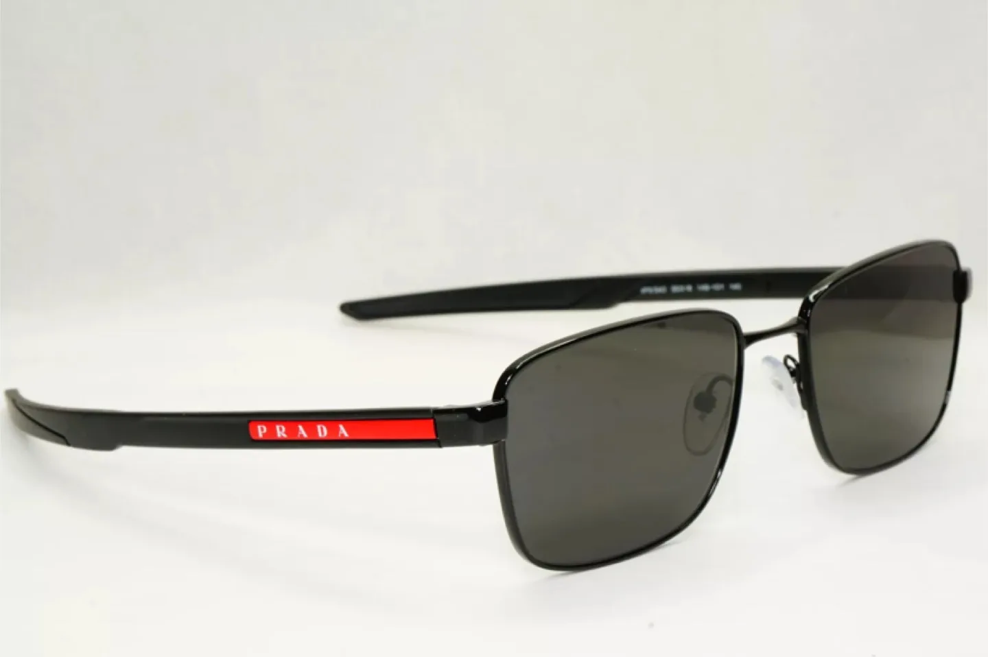 Prada Sunglasses Black Square Metal Red Stripe thumbnail