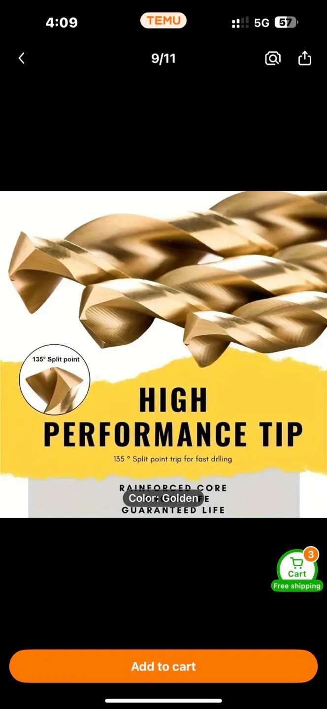 50pcs Titanium Coated High-Speed Steel Drill Bits thumbnail