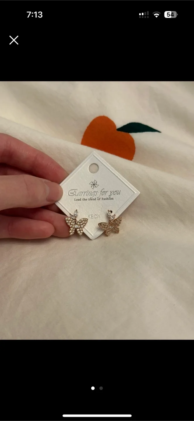 KBOX Korean Rose Gold Butterfly Earrings - New thumbnail