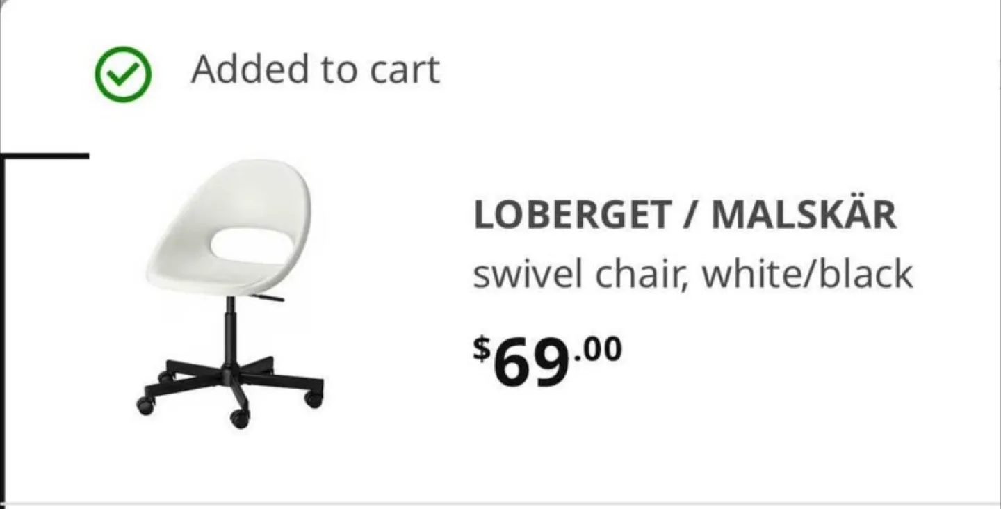 IKEA LOBERGET / MALS KÄR Swivel Chair - White/Black thumbnail