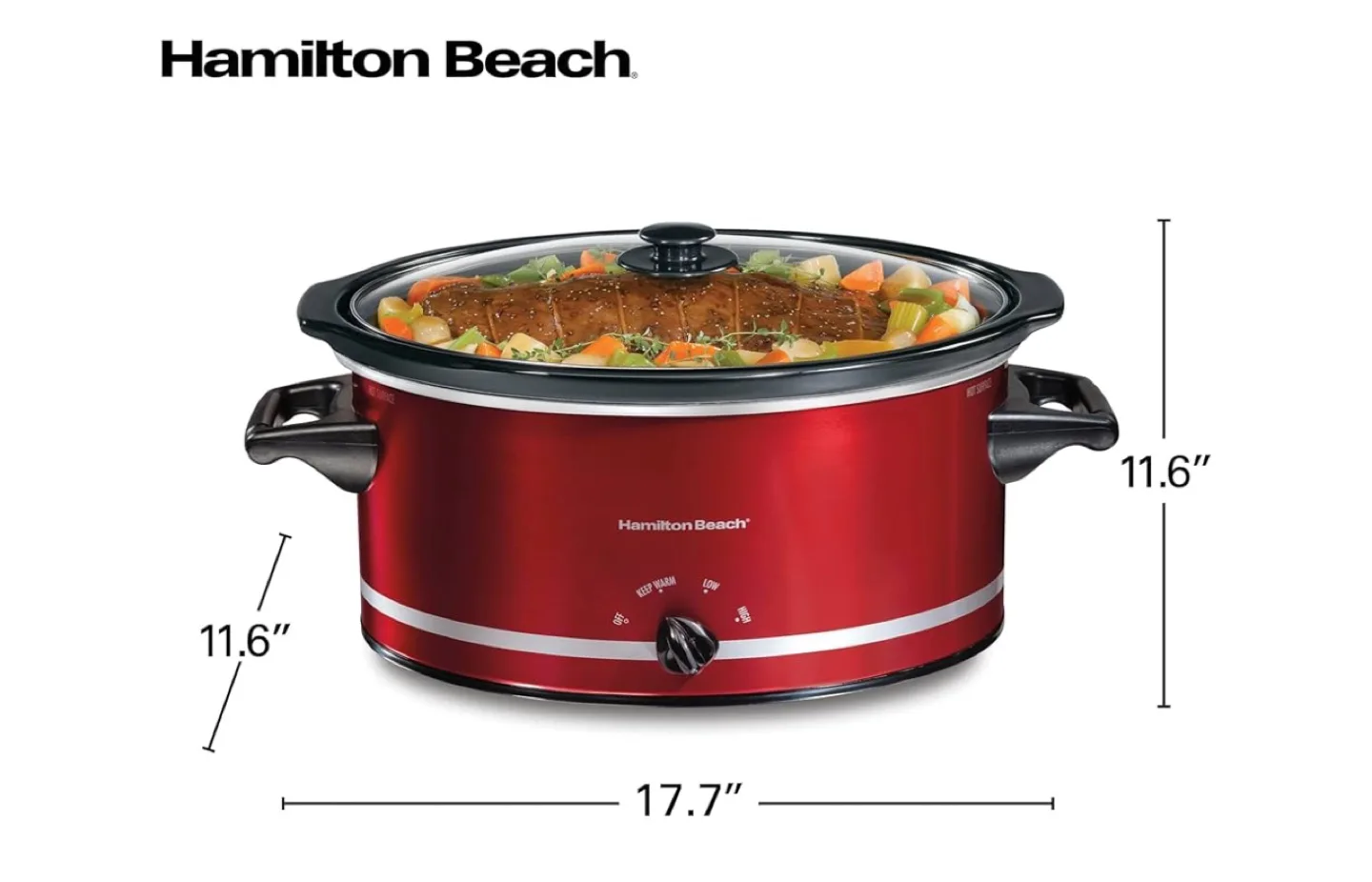 Hamilton Beach Red Slow Cooker - Serves 10+ image indicator(2)