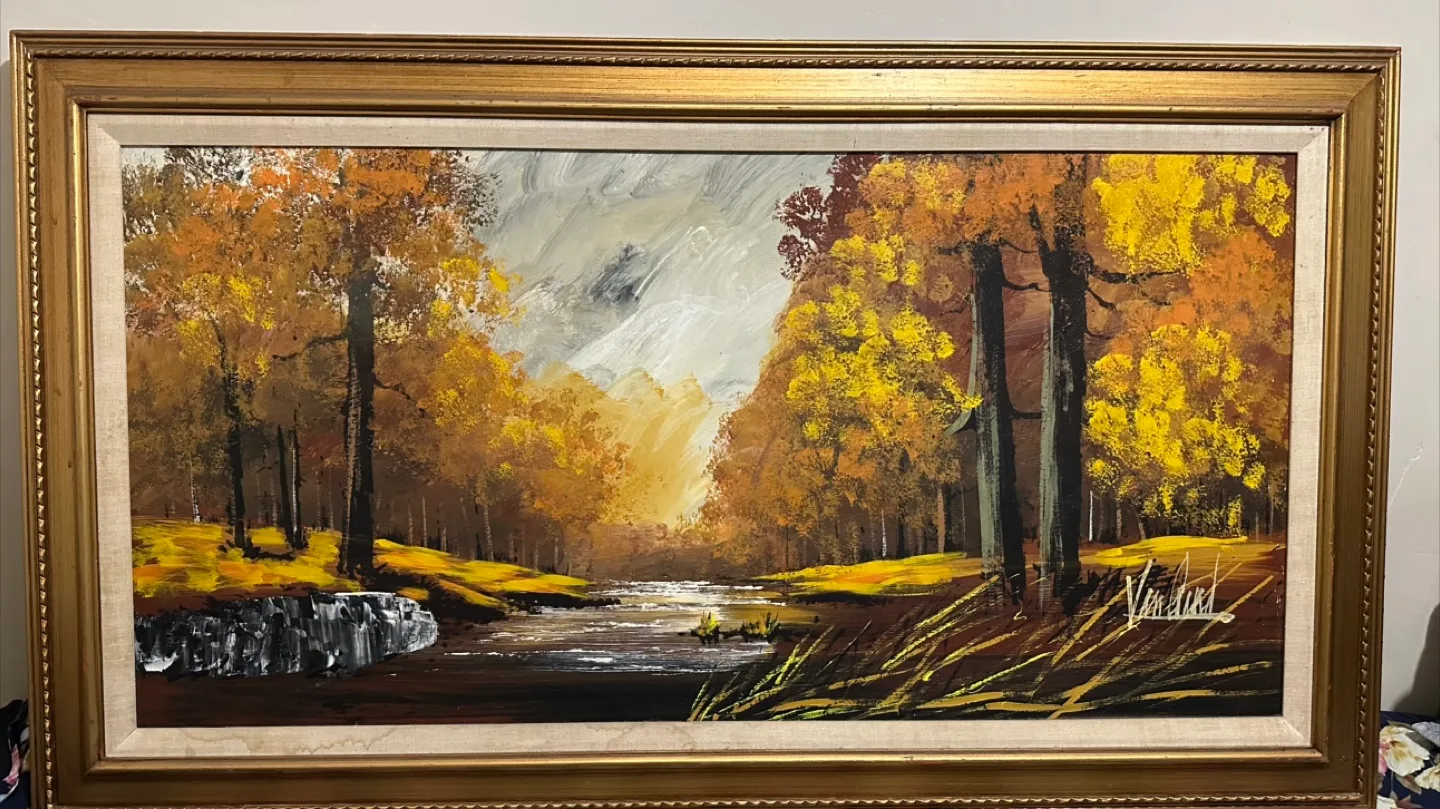 Framed Autumn Landscape Painting thumbnail