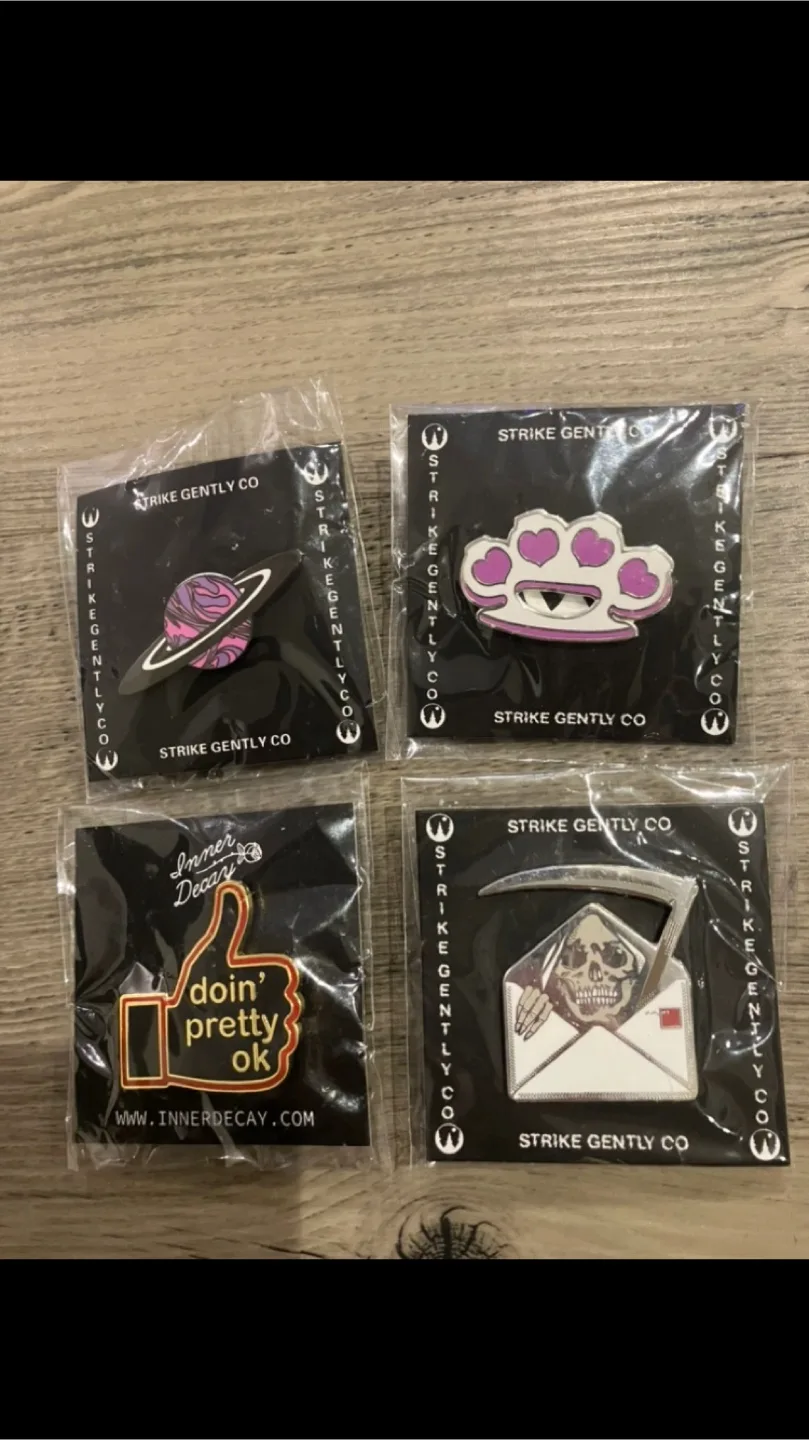 4 Hard Enamel Pins Unopend thumbnail