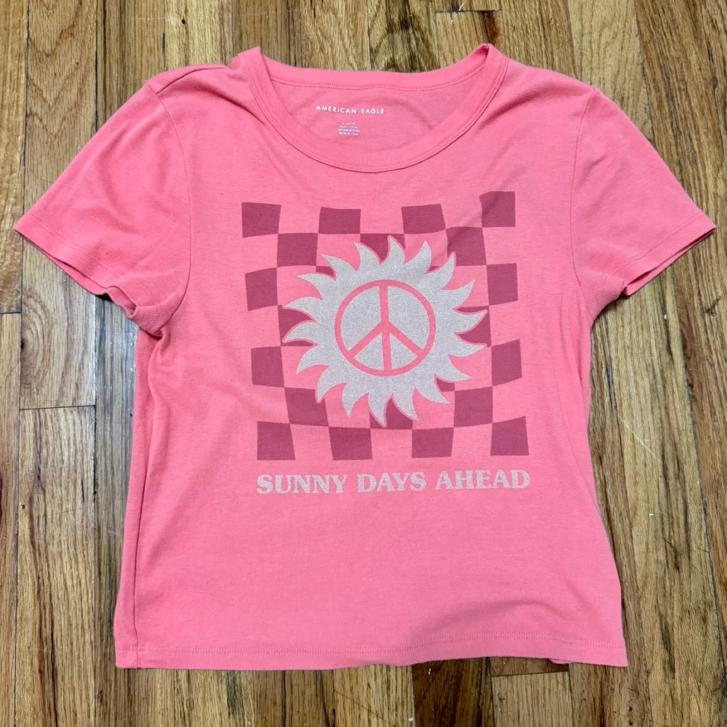American Eagle Pink Graphic Tee - Size L vintage thumbnail