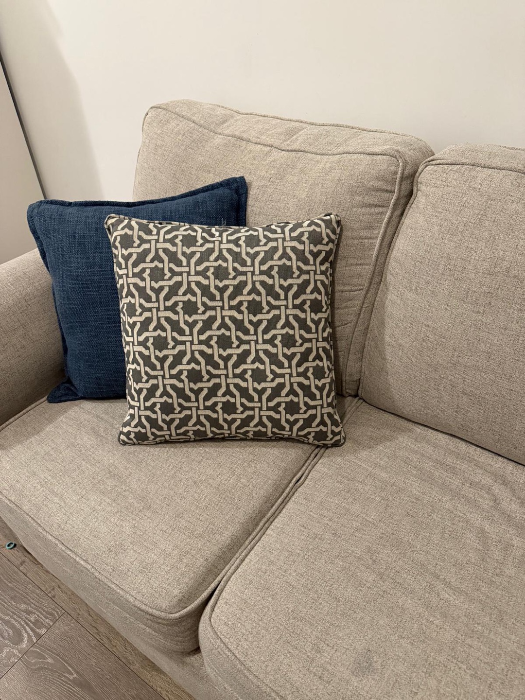 Beige Sofa Couch with Pillows - photo 2
