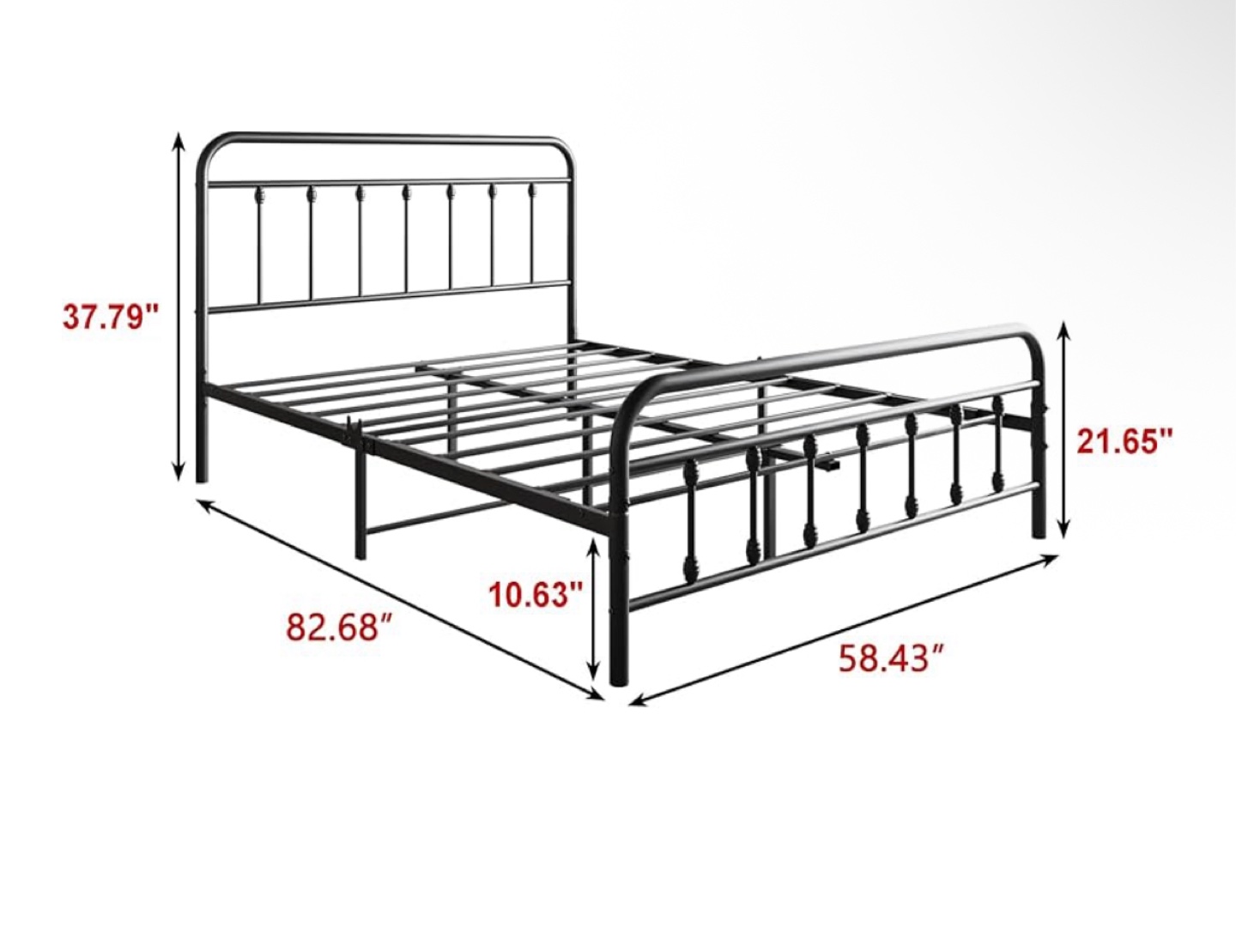 Black Metal Bed Frame - Queen Size - photo 2