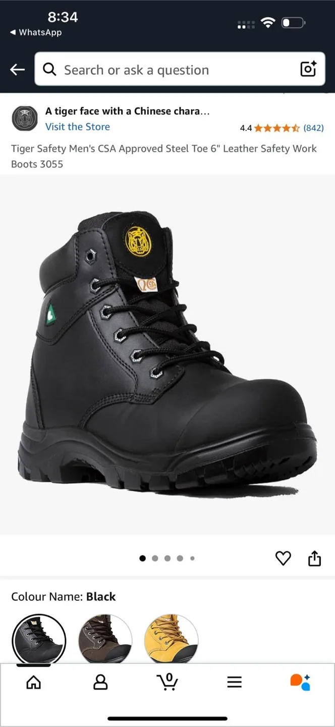 New Tiger Safety Steel Toe Work Boots - Size 9.5 image indicator(2)