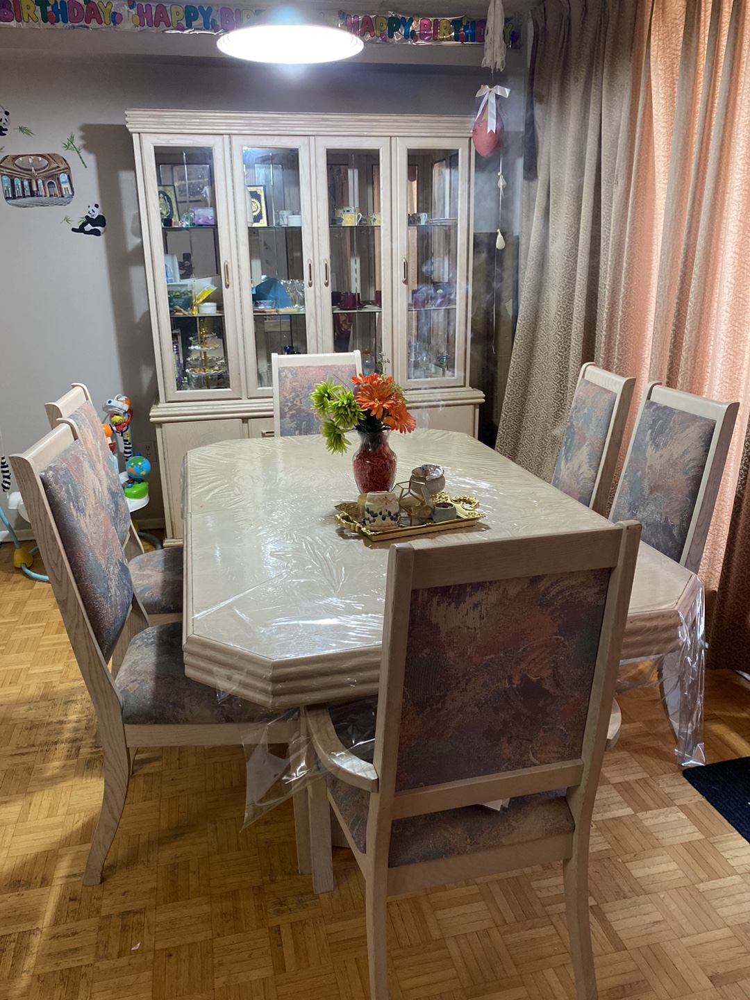 Dining Table Set with Hutch