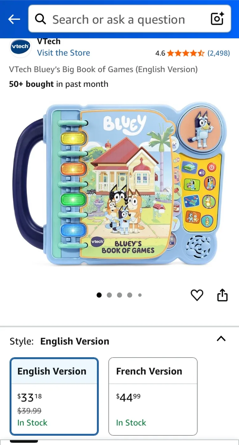 Brand new VTech Bluey's Book of Games (English Version) thumbnail
