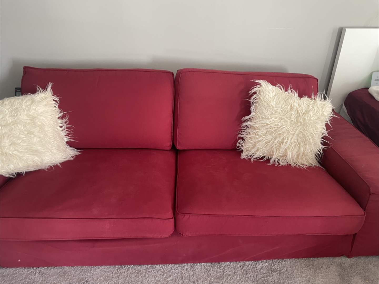 Red Sofa with Cushions