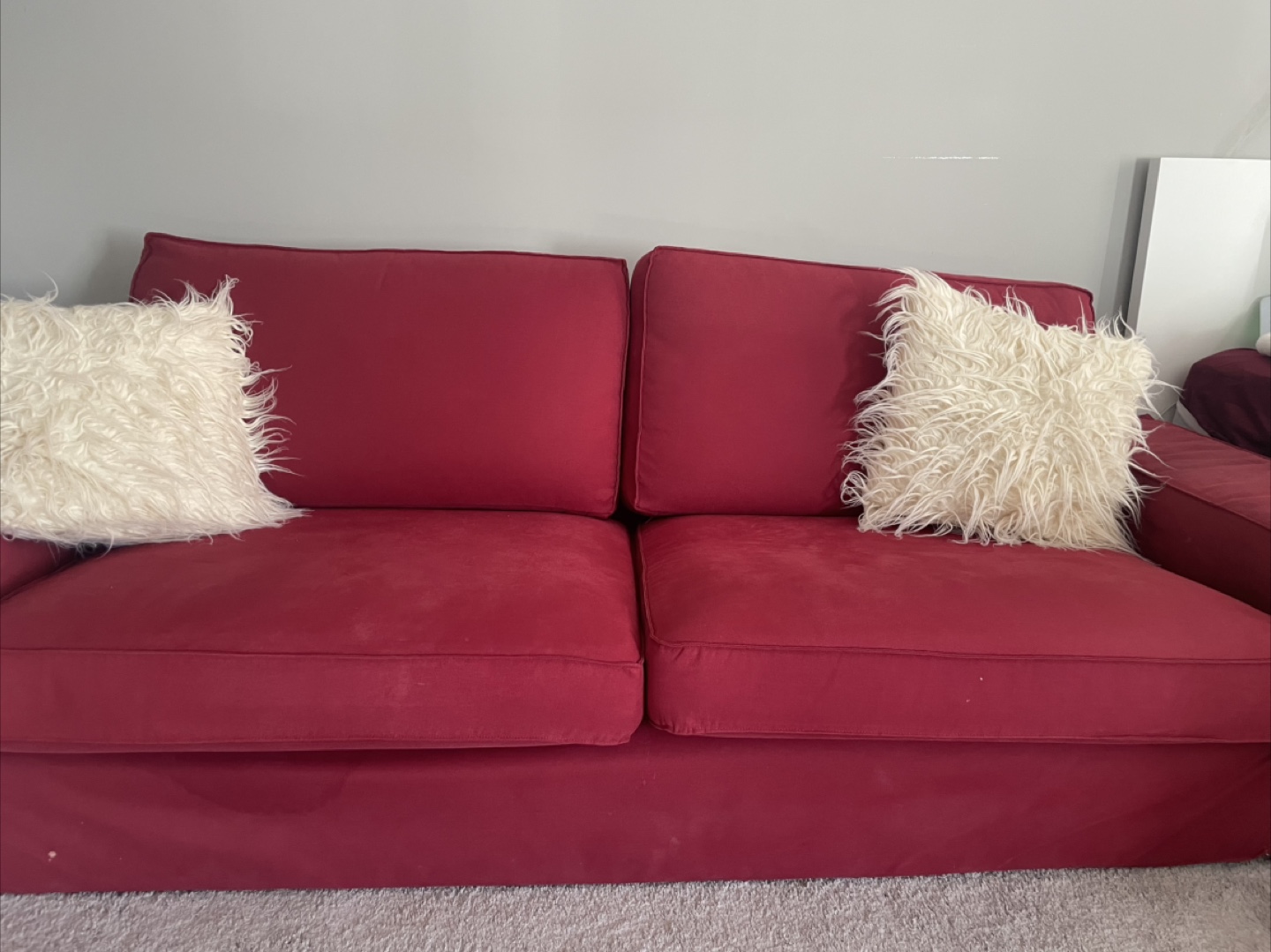 Red Sofa with Cushions - photo 2