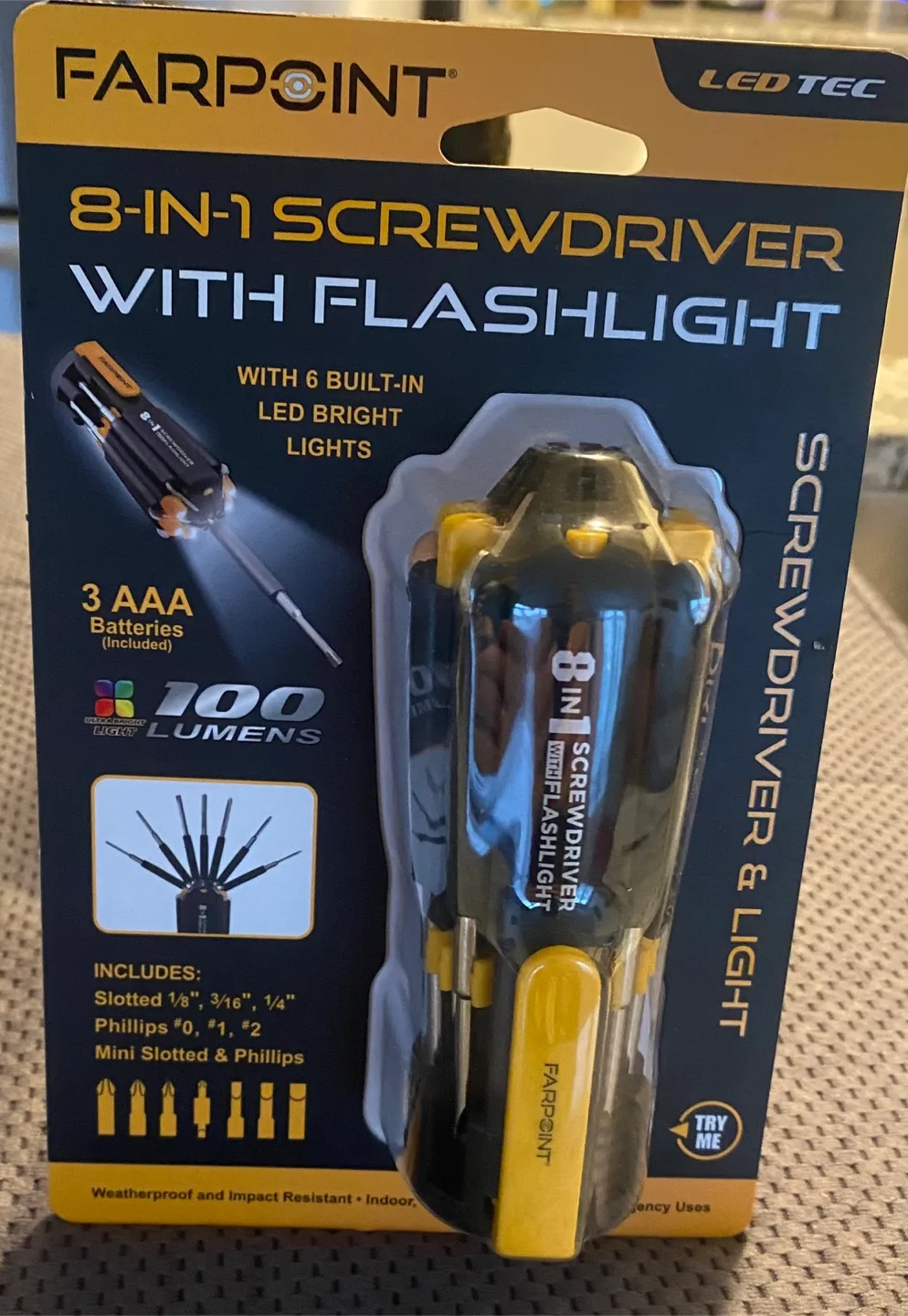 New FARPOINT 8-in-1 Screwdriver with Flashlight thumbnail