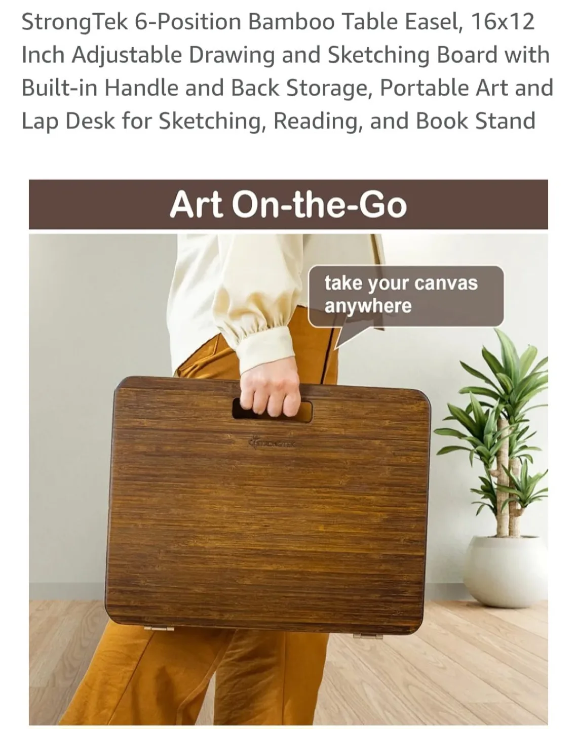 StrongTek Bamboo Table Easel - Adjustable Drawing Board image indicator(5)