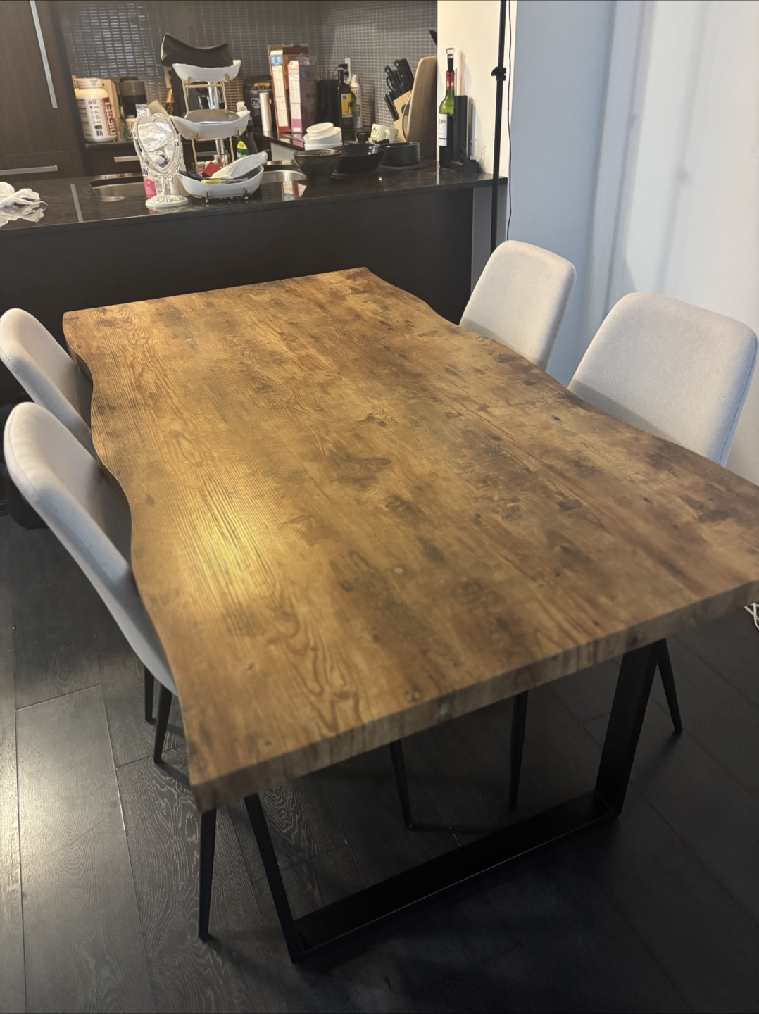 Dining Table with 4 Chairs - Light Beige - photo 4