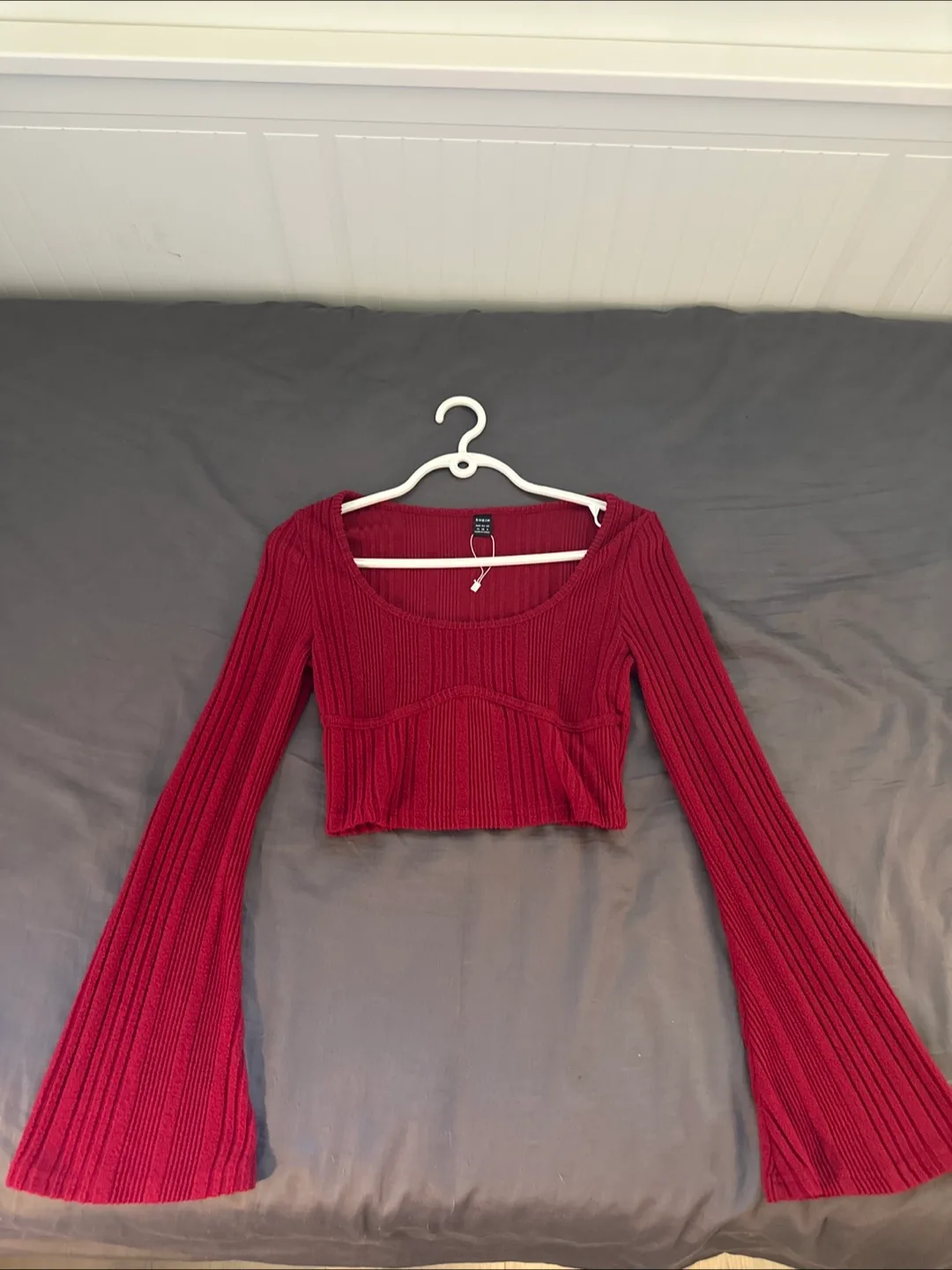 Red Long Sleeve Crop Top thumbnail