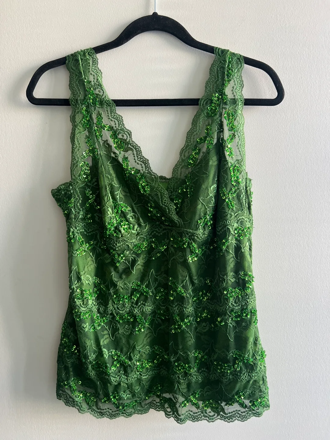 Y2K Le Chateau Green Lace Tank Top - XLTG thumbnail