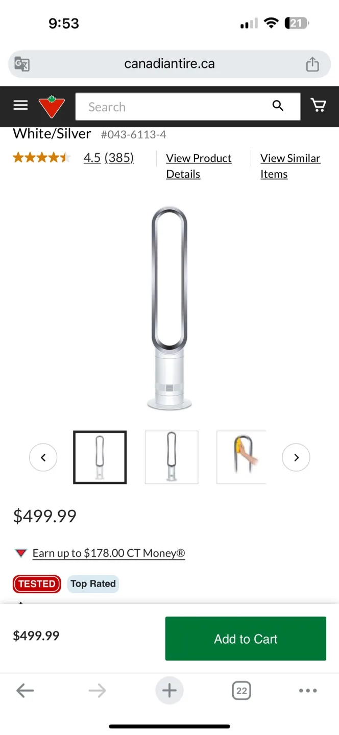 Dyson Cool Tower Fan (White/Silver) thumbnail