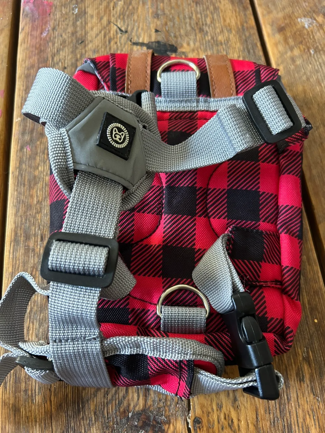 S/M Dog Backpack - Plaid, Leather, Harness image indicator(4)