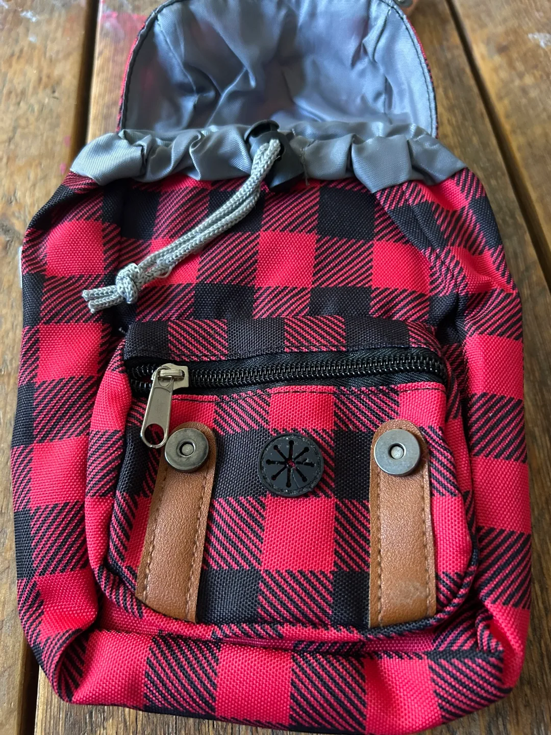S/M Dog Backpack - Plaid, Leather, Harness image indicator(2)