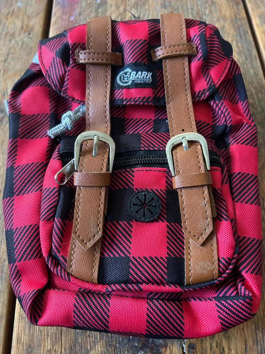 S/M Dog Backpack - Plaid, Leather, Harness thumbnail