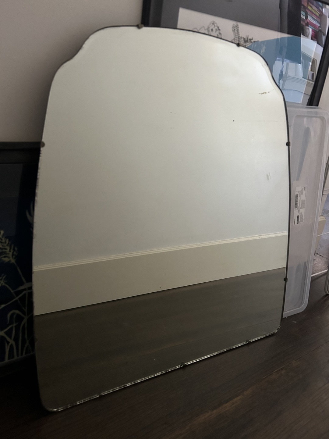 Heavy Vintage Wooden Mirror - 60 L x 67 H x 2 W cm