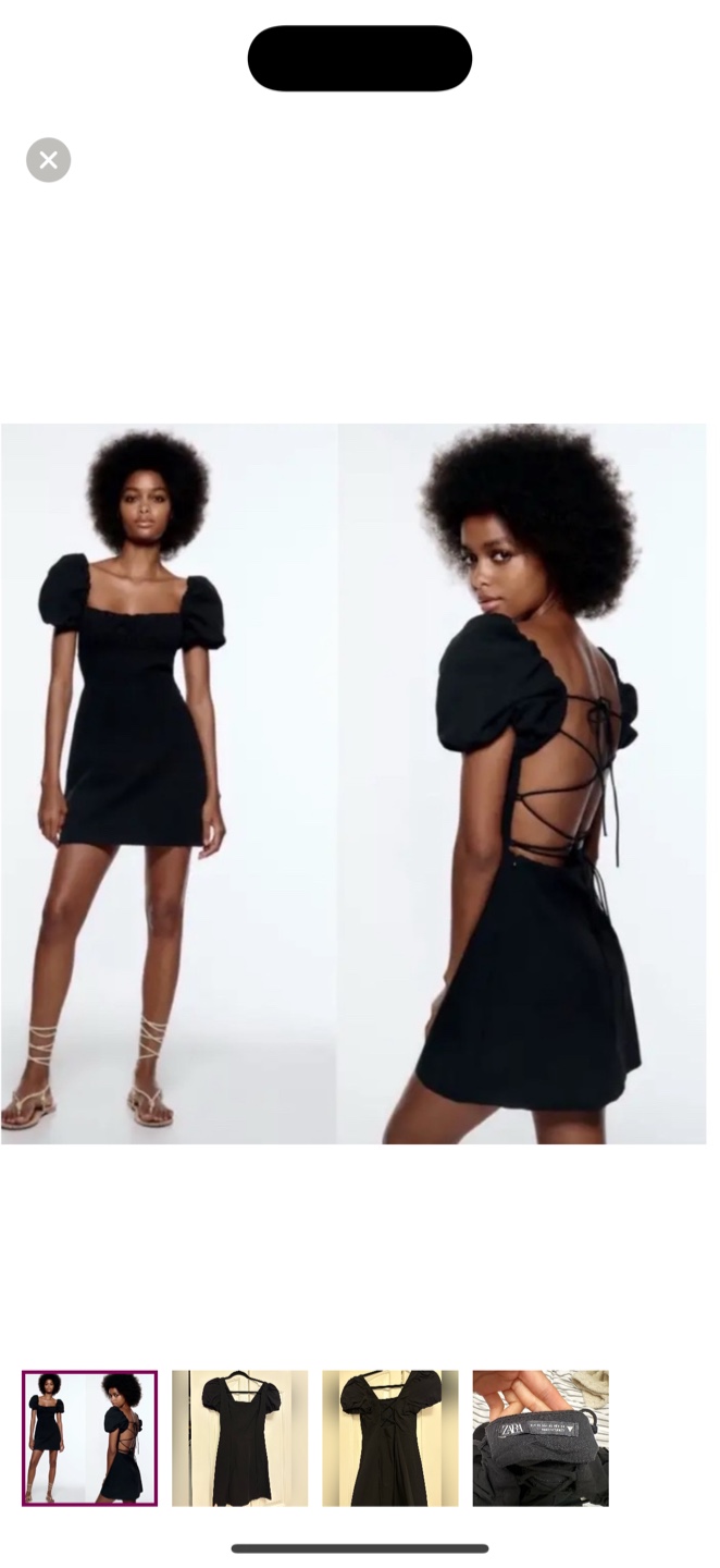 Zara Black Puff Sleeve Mini Dress - photo 2