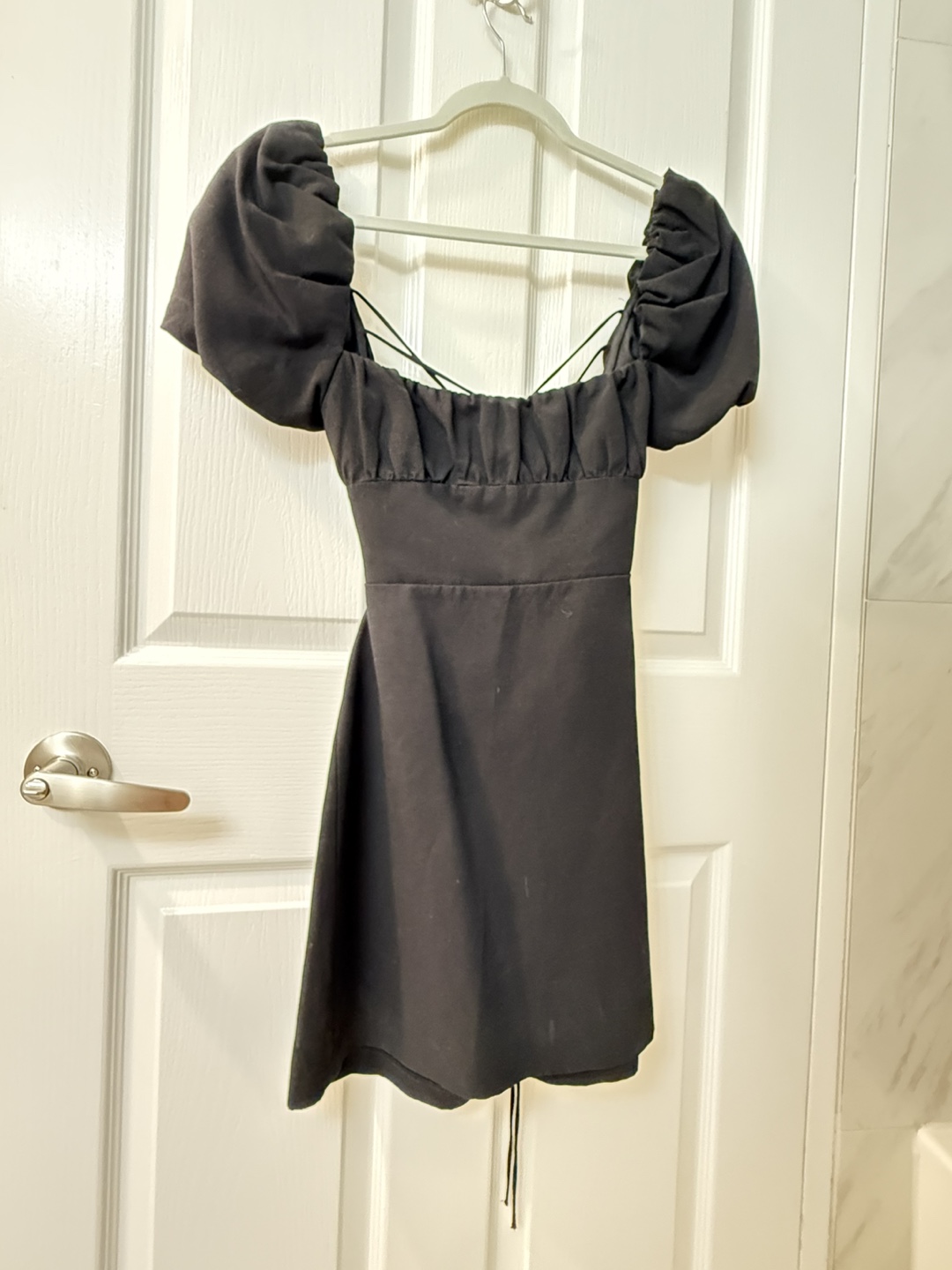 Zara Black Puff Sleeve Mini Dress - photo 4