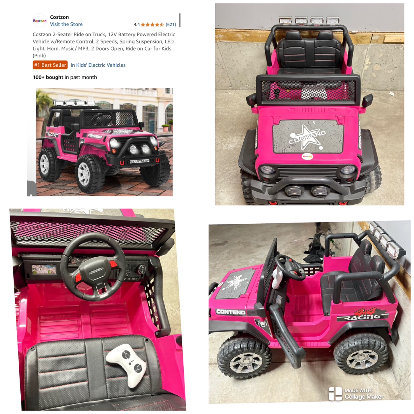Costzon 2-Seater Ride on Truck - Pink