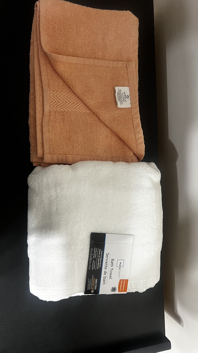 Utica & Mainstays Bath Towels - Peach & White - photo 3