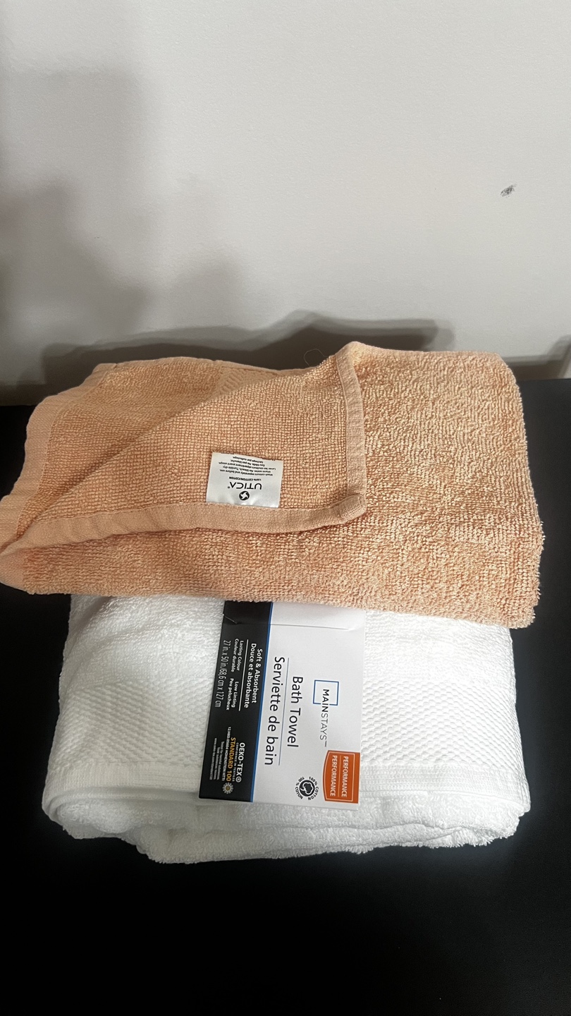 Utica & Mainstays Bath Towels - Peach & White - photo 5