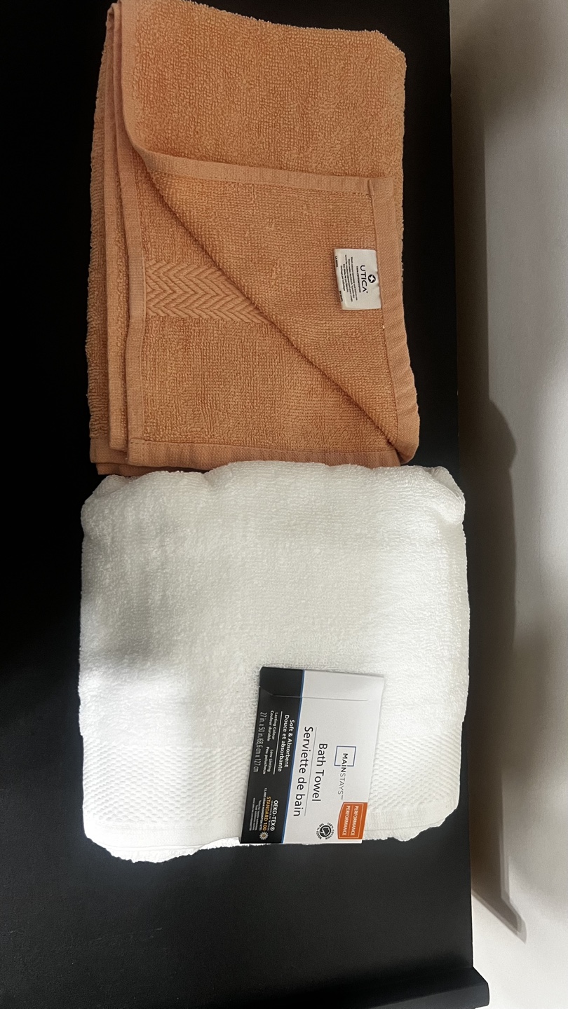 Utica & Mainstays Bath Towels - Peach & White - photo 2