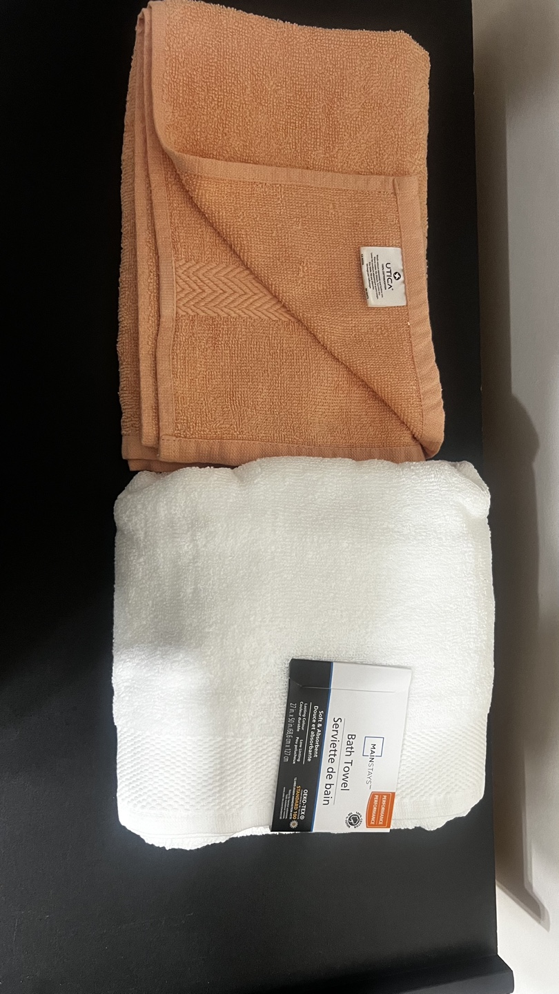 Utica & Mainstays Bath Towels - Peach & White - photo 4