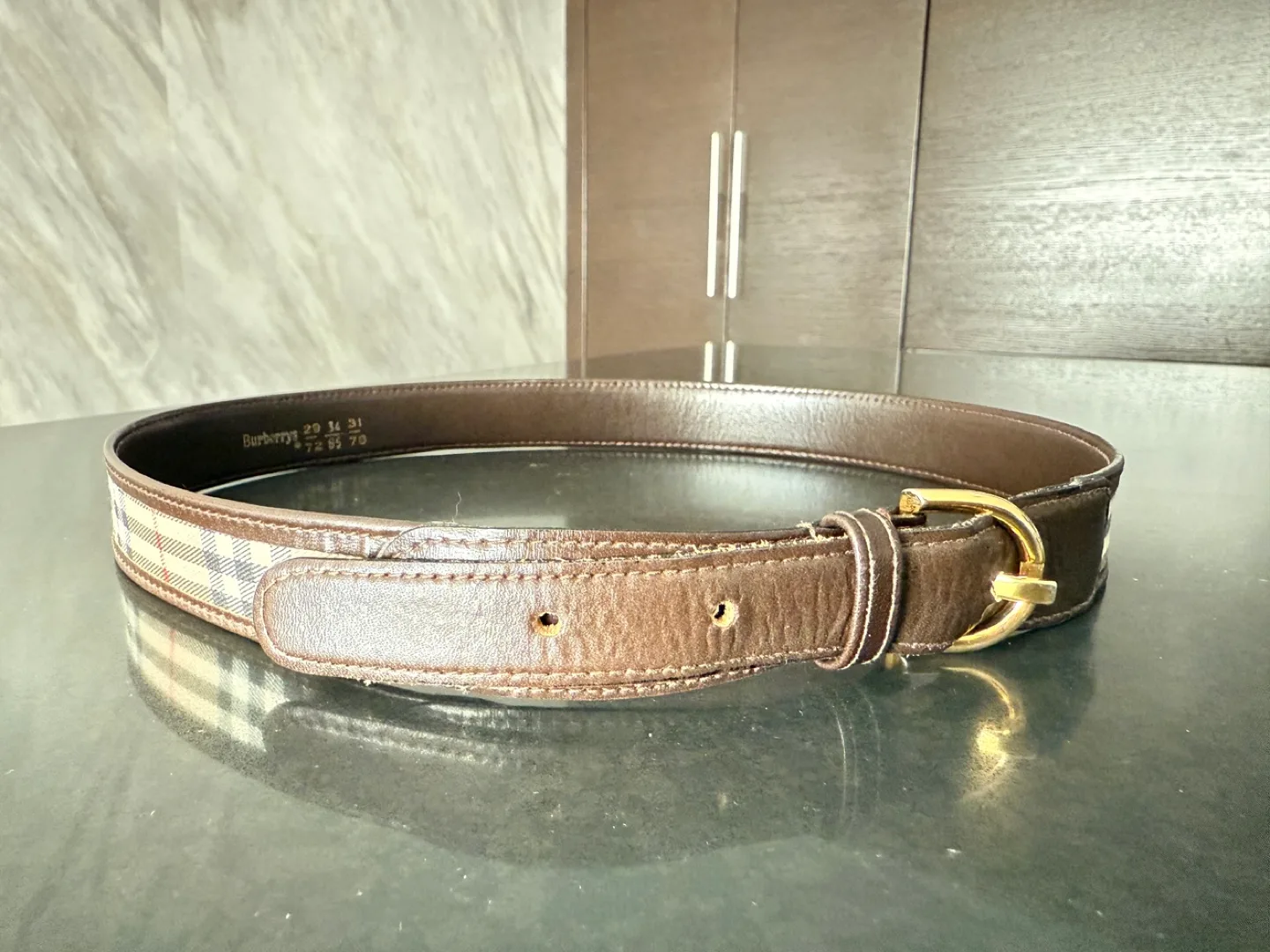 Burberry Brown Leather Belt - Size 29/72 thumbnail