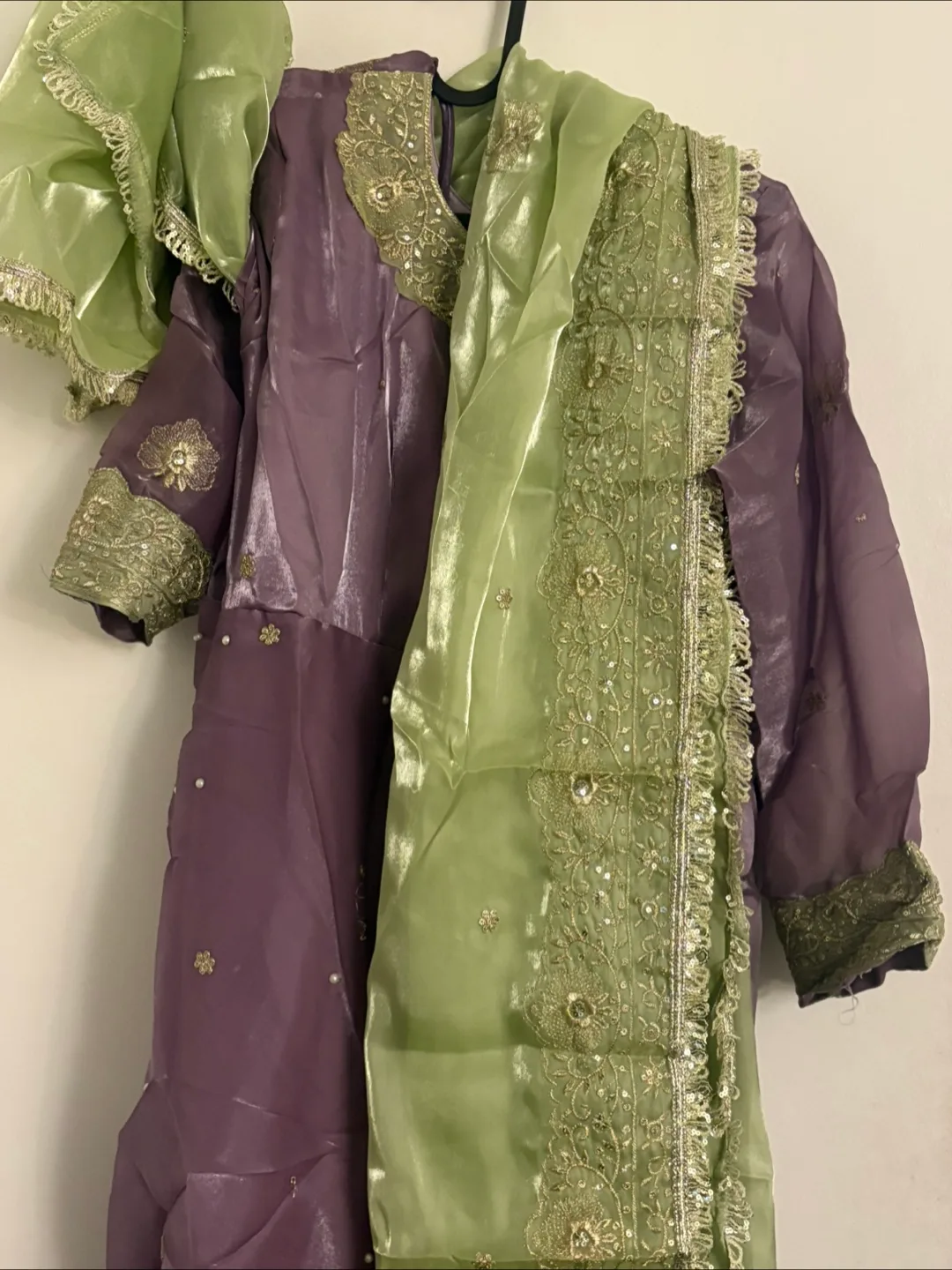 Purple & Green Salwar Kameez embroidery image indicator(3)