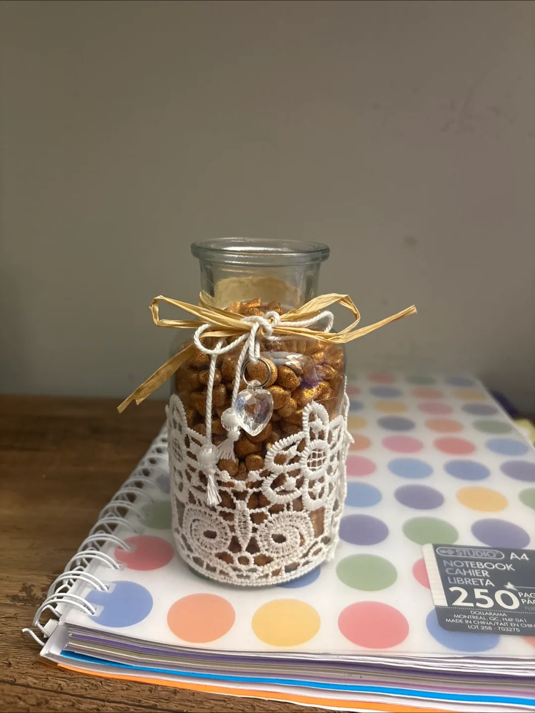 Decorative Glass Jar with Lace and Ribbon thumbnail