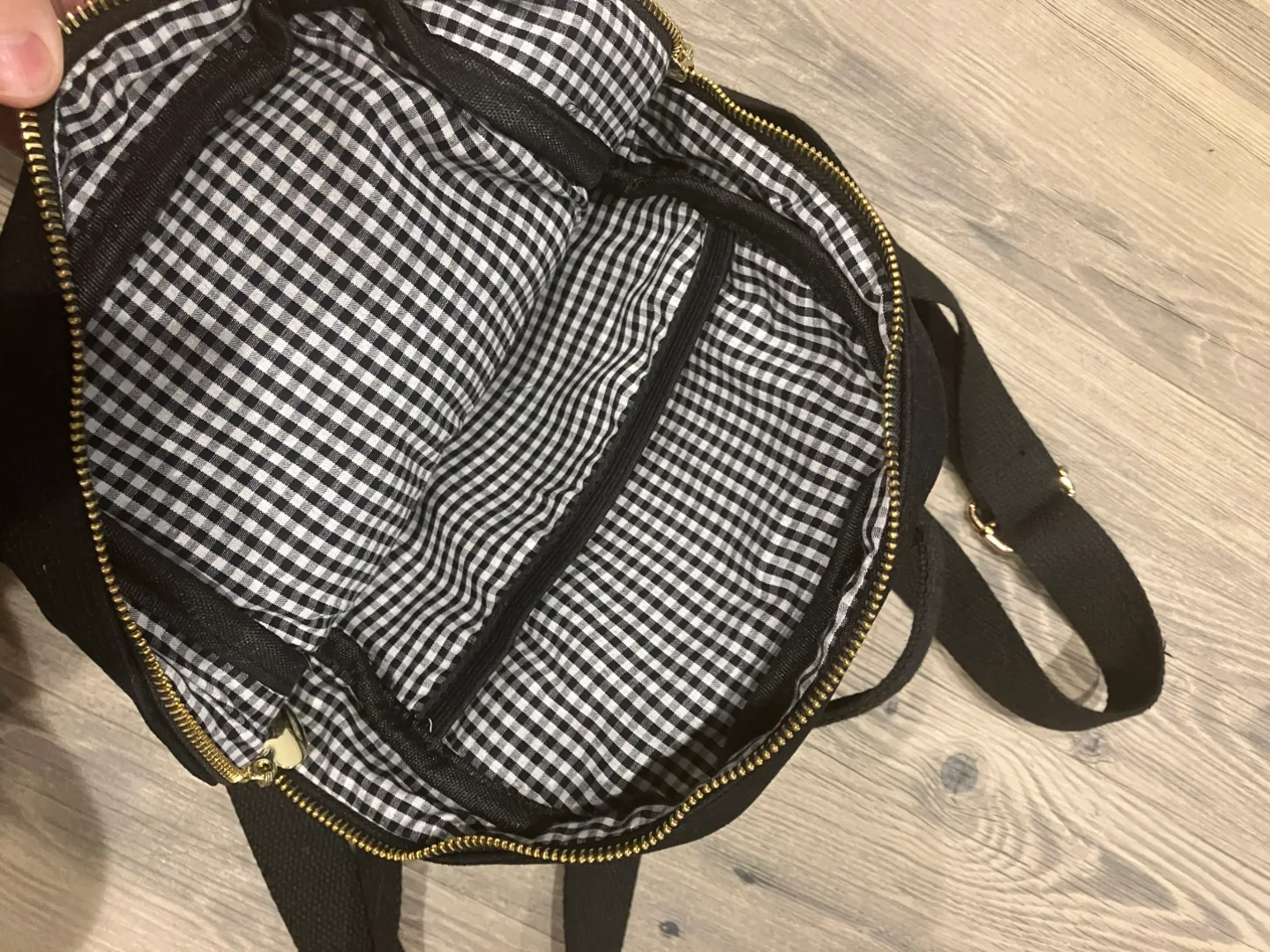 Black Corduroy Backpack with Gold Hardware image indicator(4)