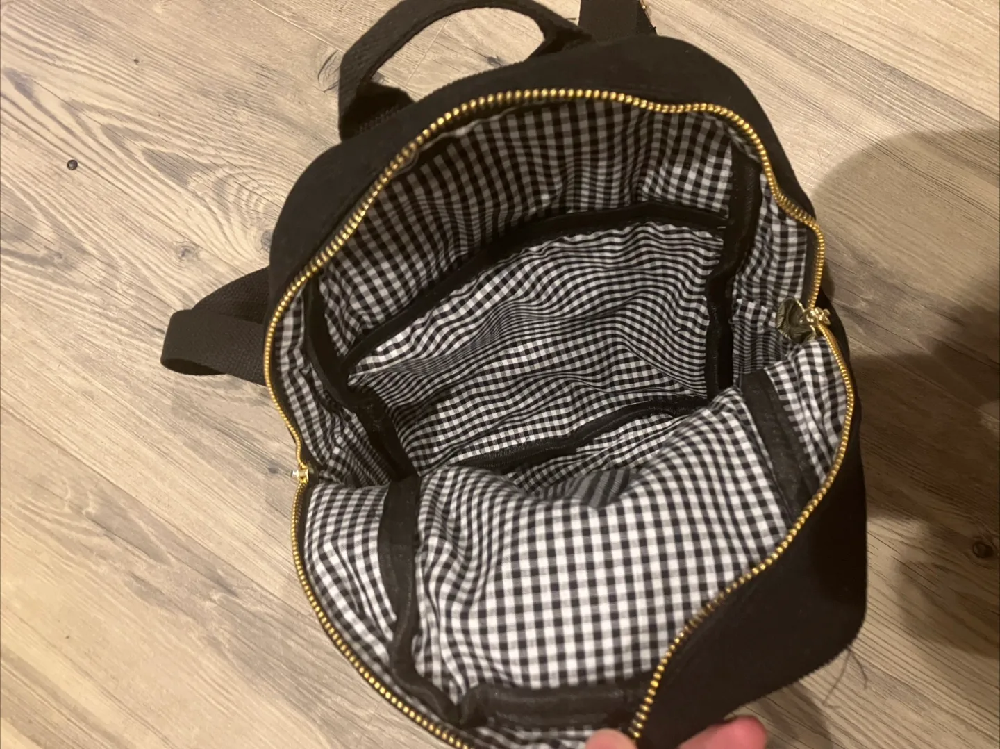 Black Corduroy Backpack with Gold Hardware image indicator(6)