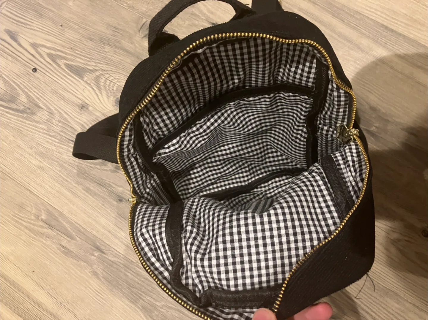 Black Corduroy Backpack with Gold Hardware image indicator(5)