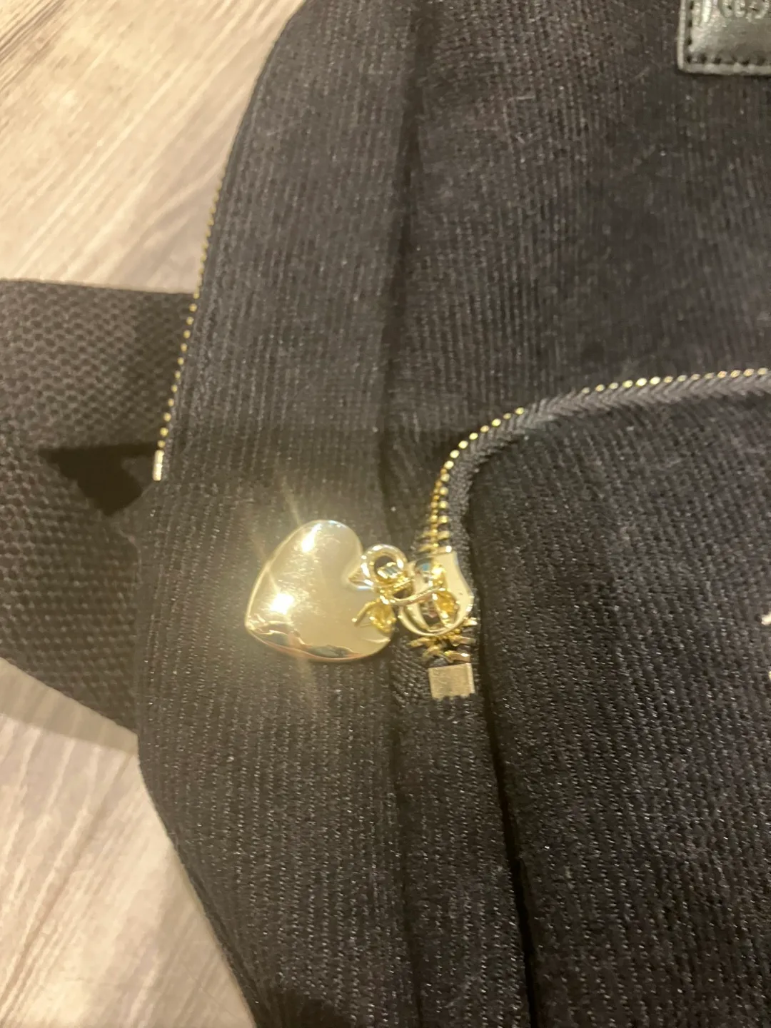 Black Corduroy Backpack with Gold Hardware image indicator(8)