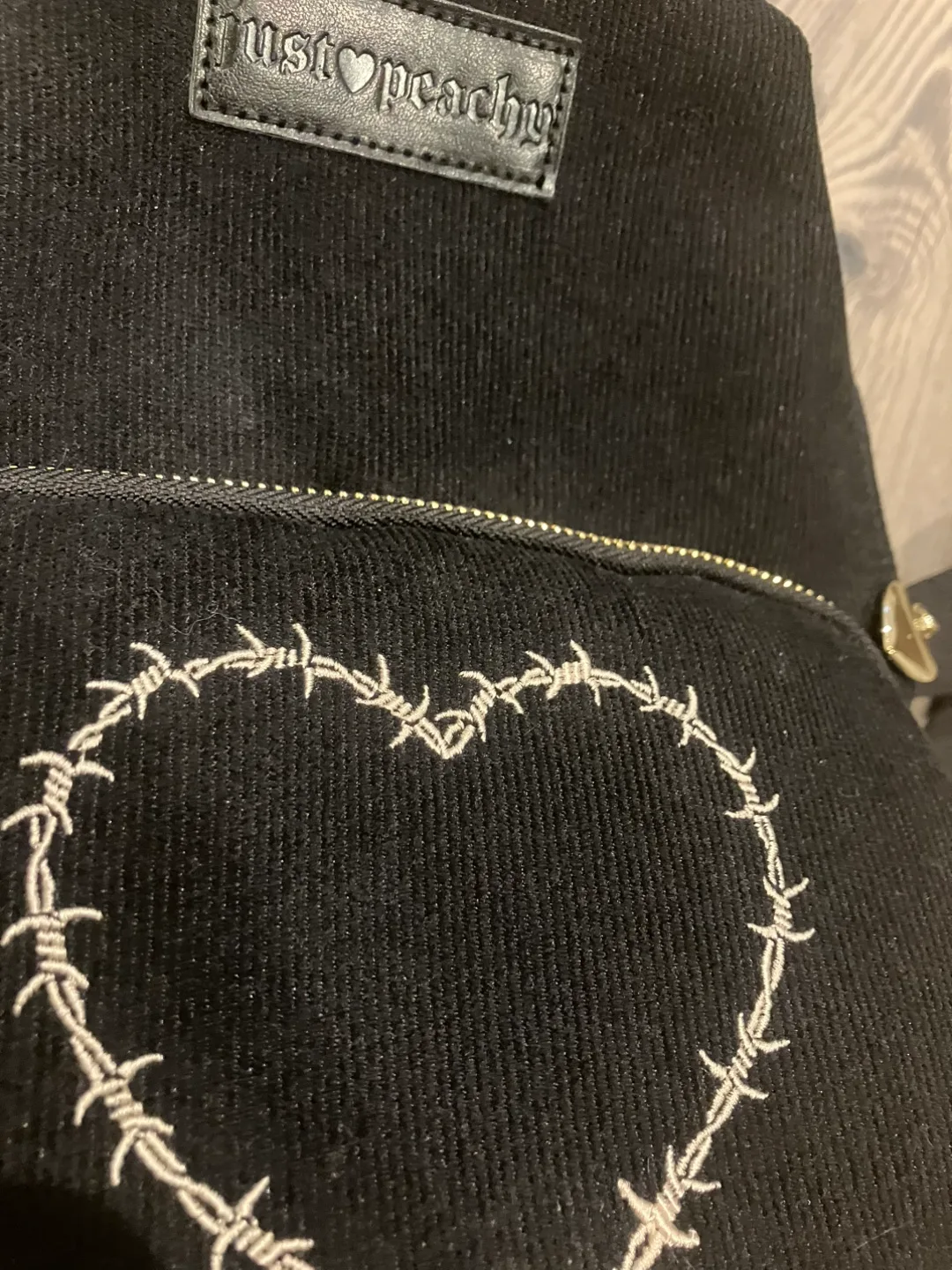 Black Corduroy Backpack with Gold Hardware image indicator(9)