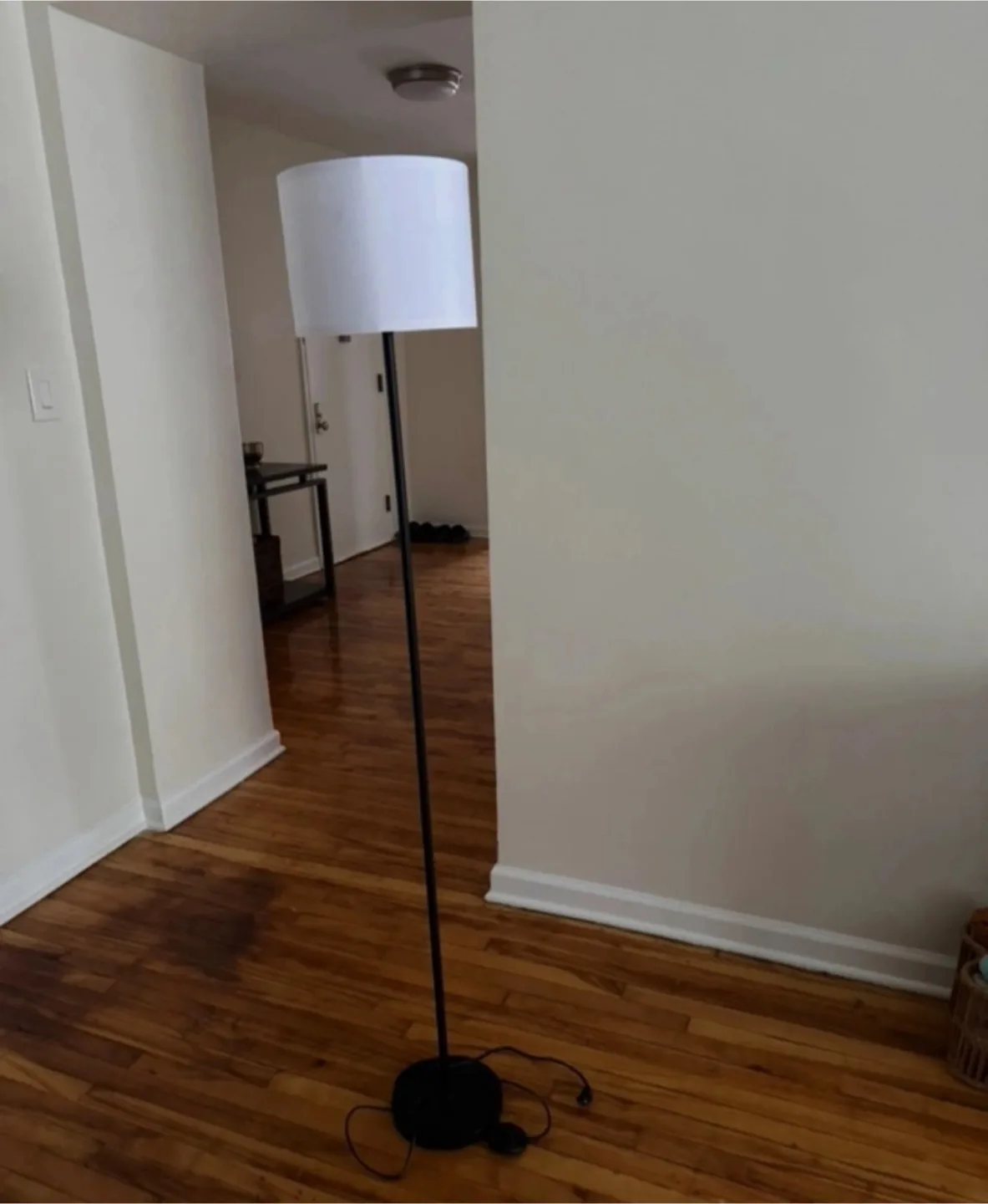 Modern Black Floor Lamp with White Shade – Like New thumbnail