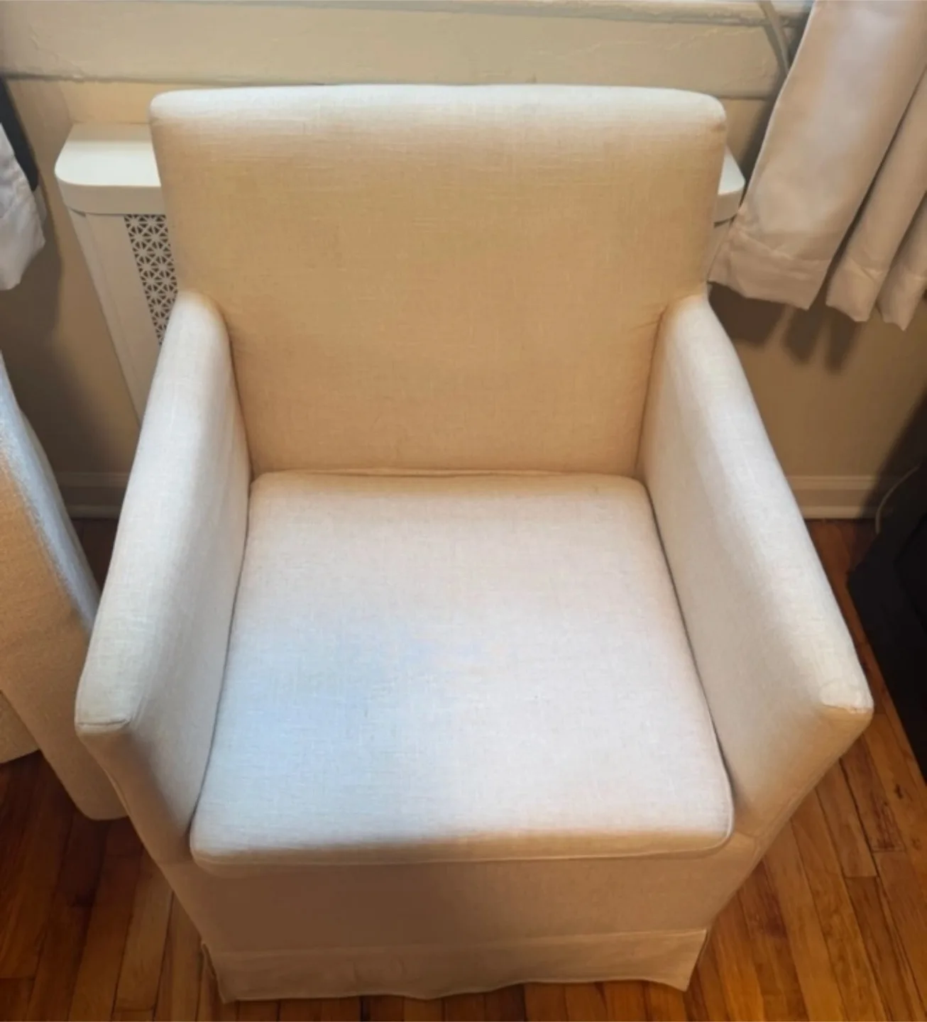Modern Cream Upholstered Armchair thumbnail