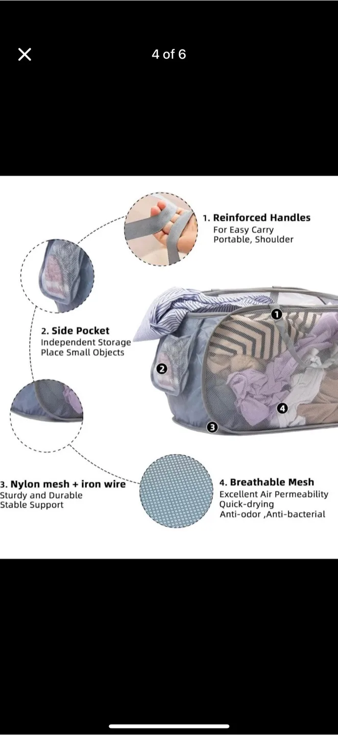 Hedonlee Pop-Up Laundry Basket, sealed image indicator(4)