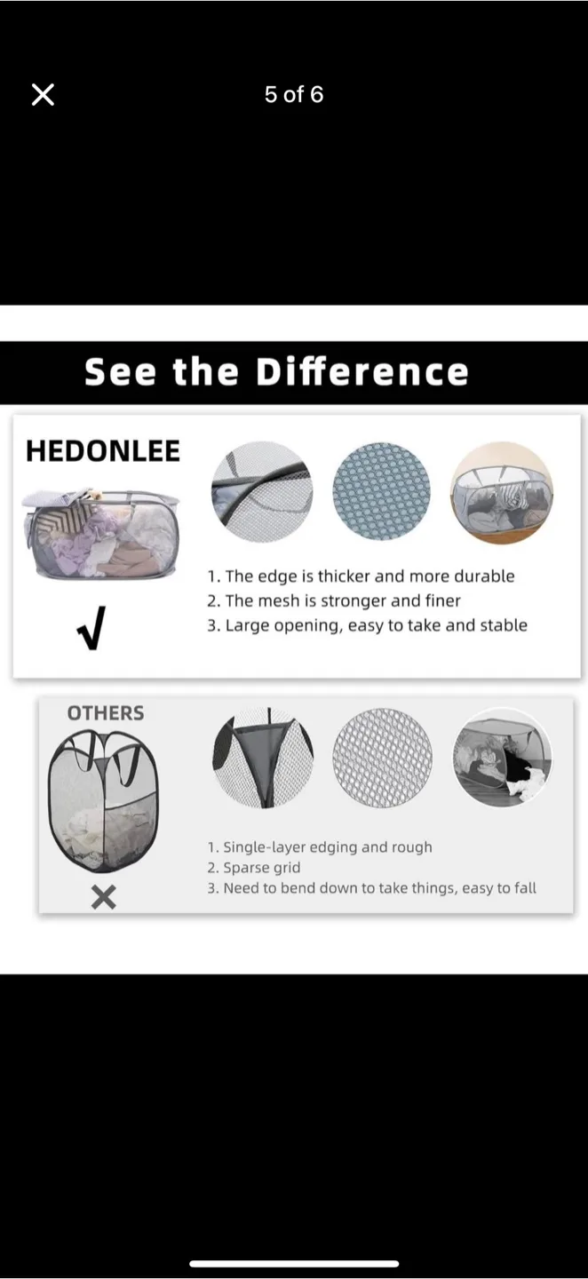 Hedonlee Pop-Up Laundry Basket, sealed image indicator(5)