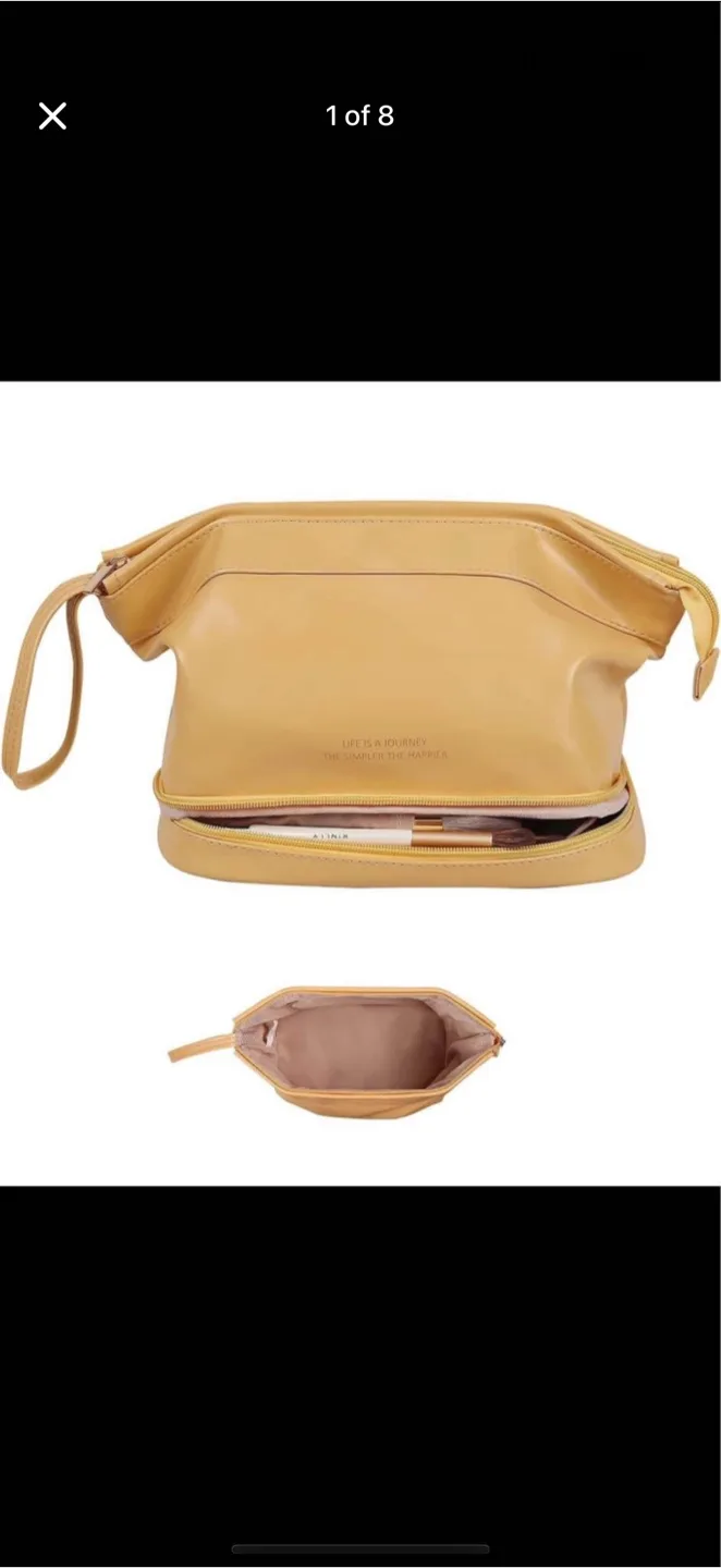 Yellow Makeup Travel Bag - Large Capacity, brand new thumbnail