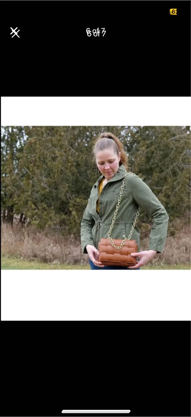 Brown Woven Shoulder Bag with Gold Chain, brand new image indicator(6)